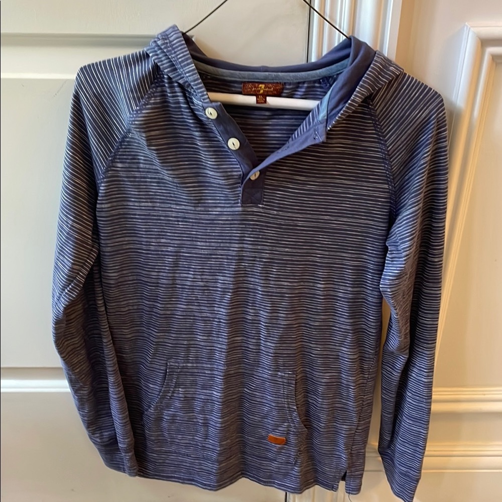 7 For All Mankind Blue Striped Long Sleeve Tee - Hoodie